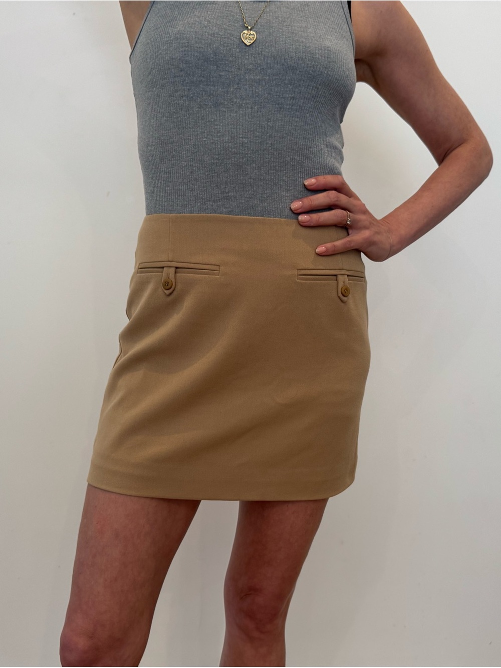 STAUD Camel Tan Mini Skirt